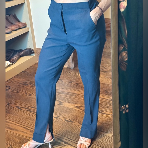 Elaine Kim navy blue trousers with split cuff size P - Picture 5 of 6